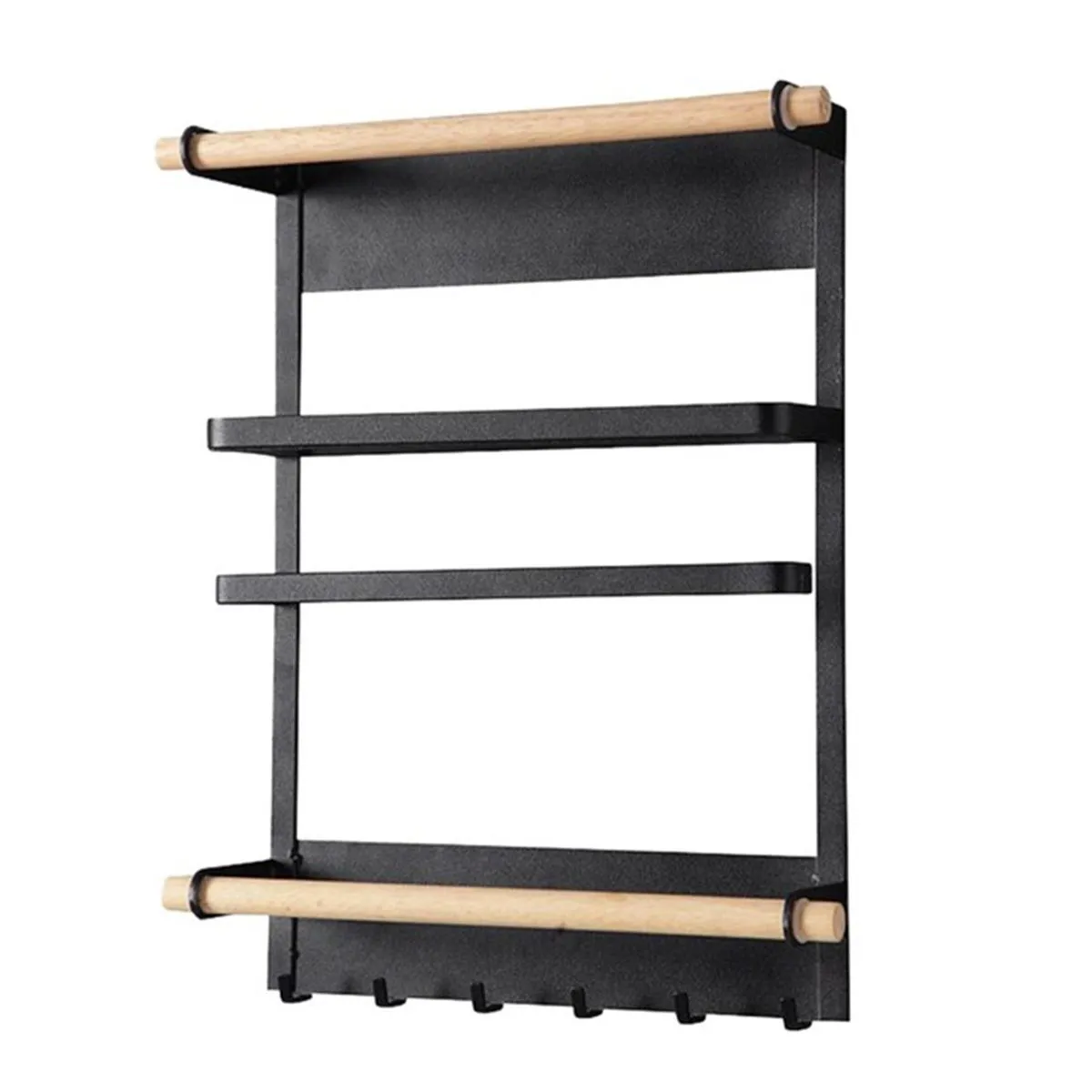 Fridge Magnetic Storage Rack Kitchen Hanging Side Storage Rack Spice Shelf - Black