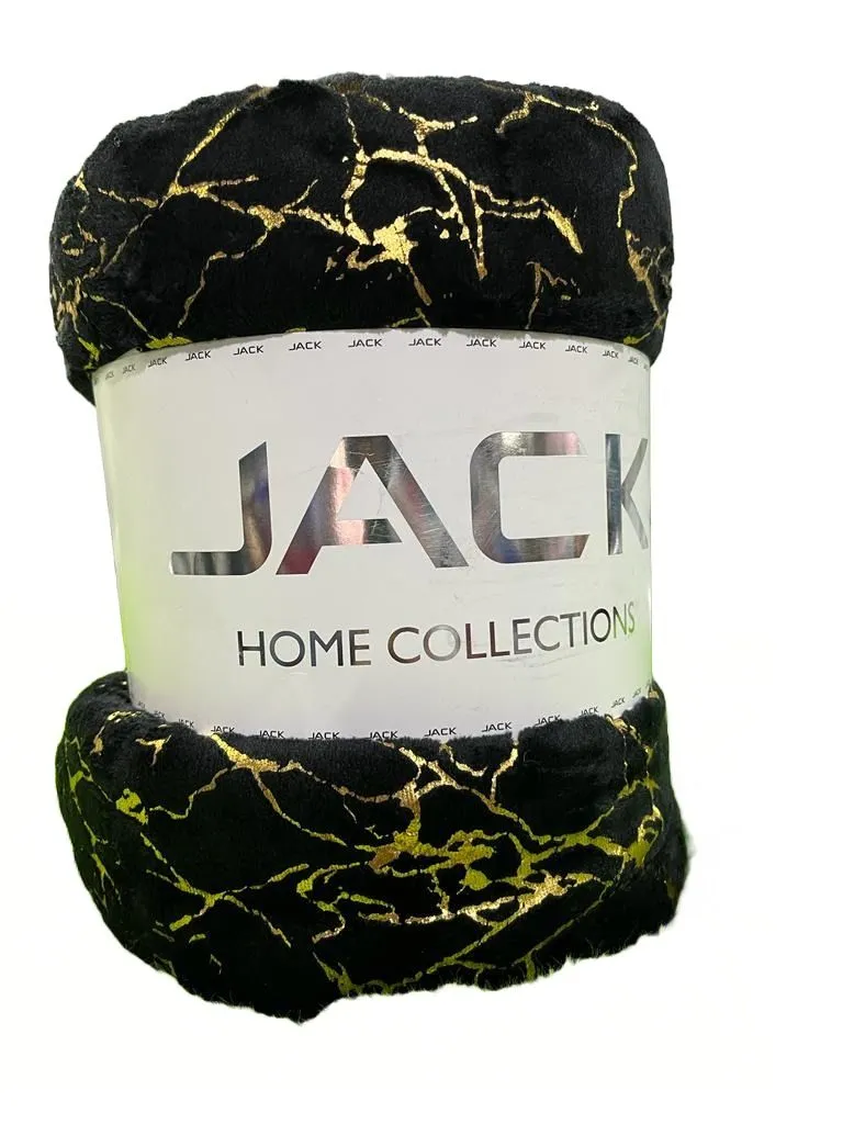 Polyester Marble Winter Double Blanket Fleece - Black