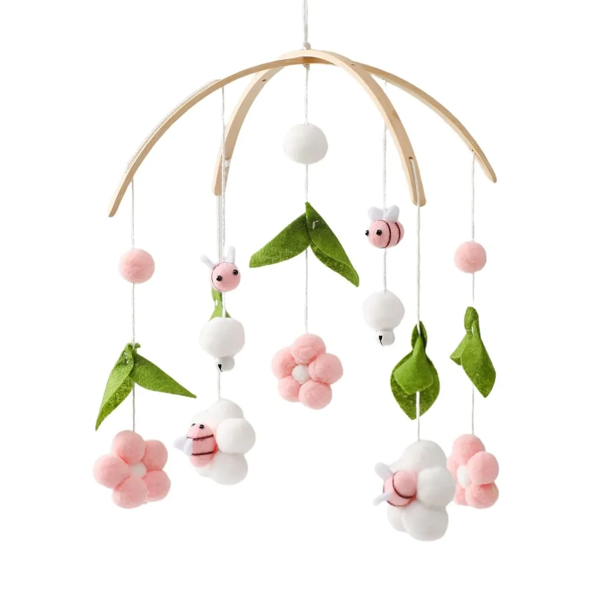 Baby Mobile For Crib Pink Bee Design Nursery Decor Room Hanging Toy -Pink