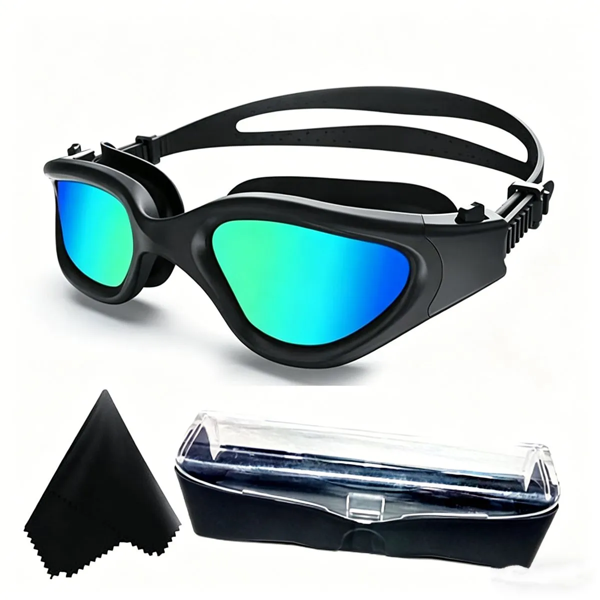 Goggles Swimming Adult | Anti-UV Wide View Swimming Goggles - Black