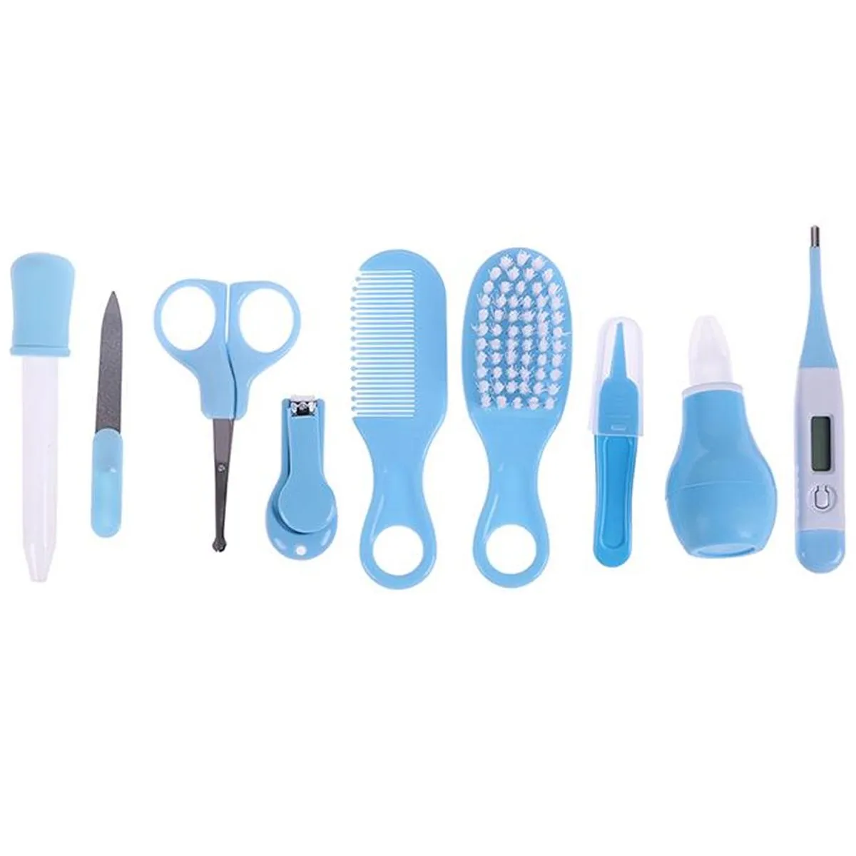 10 Piece Newborn Baby Care Set Nail Grooming Nursery Essentials Kit - Blue