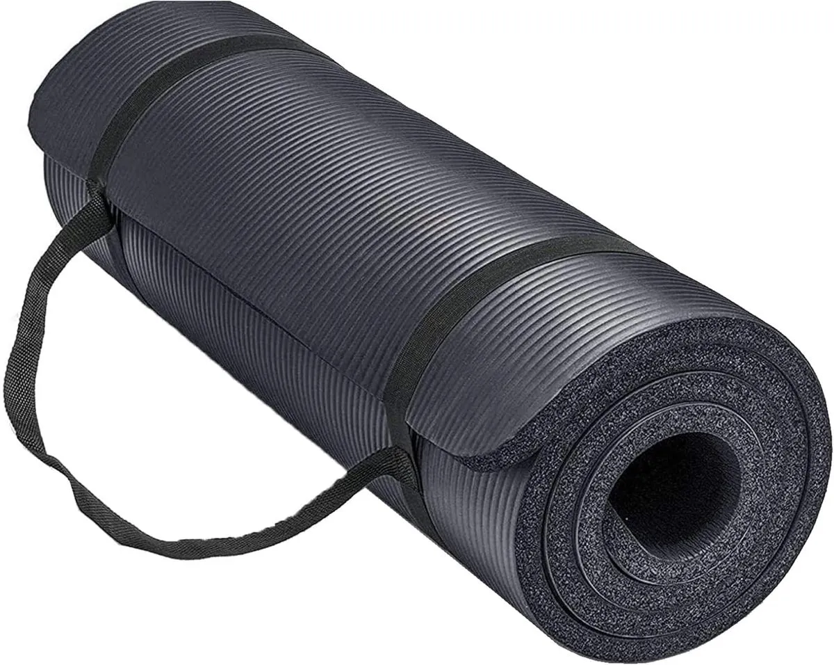 Sulfar Yoga Mat Non Slip, Yoga Mat with Strap Included 10mm Thick(Grey)