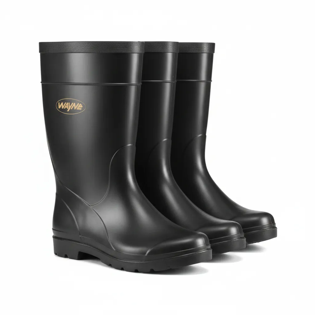 Gumboots Ladies Half-Length Black Rubber Boots for Outdoor - 2 Pack