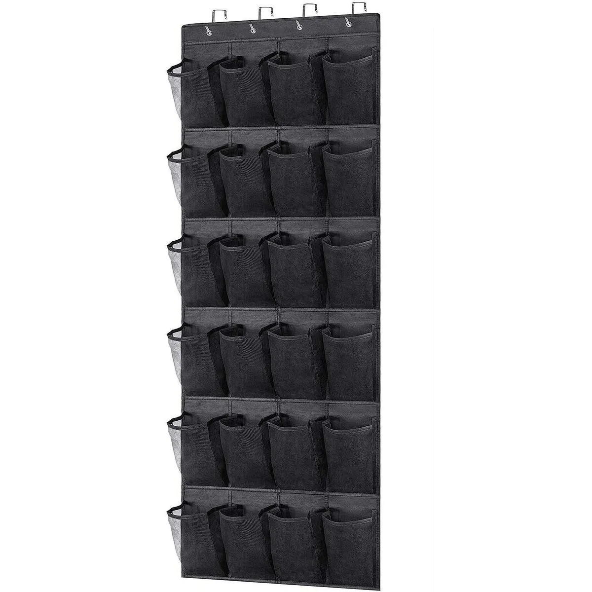 Shoe Organiser Hanging Shoe Rack 24 Breathable Pockets Over The Door - Black