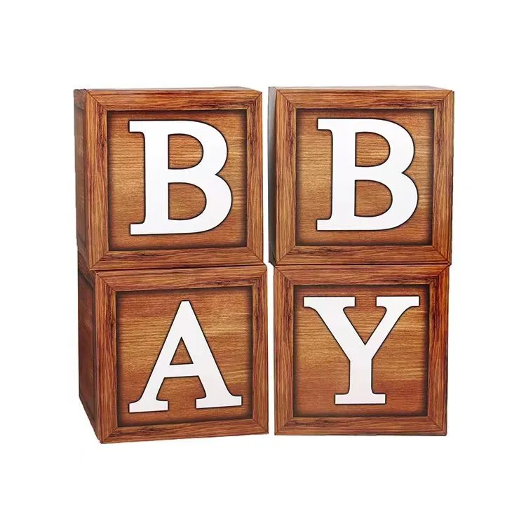 Brown Baby Letter Decorations Boxes - Baby Showers & Birthday Parties