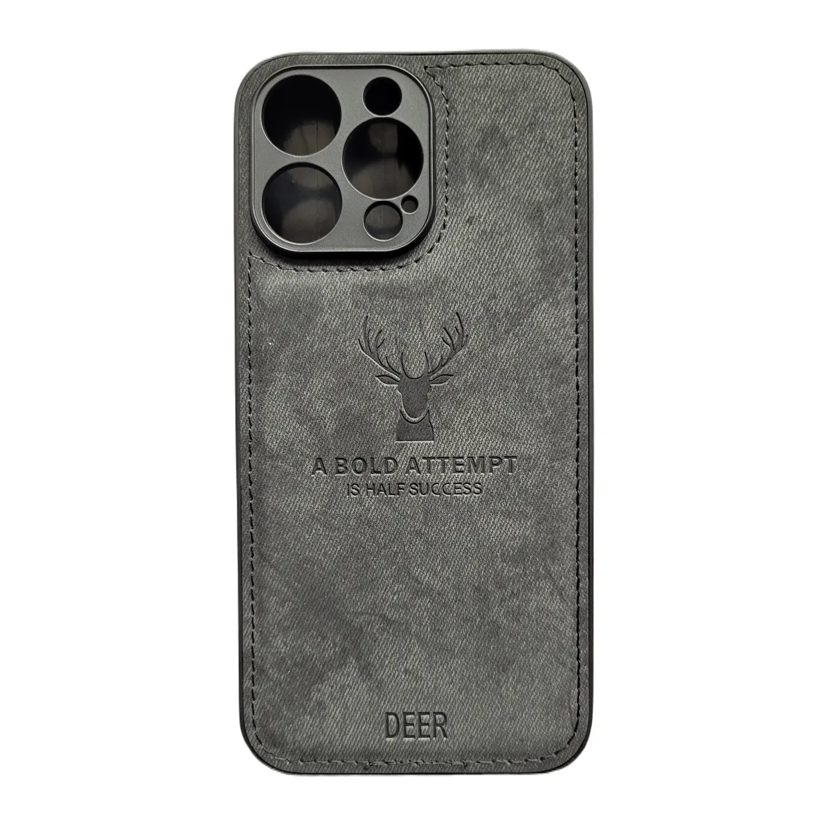 Cover - Luxury Waterproof Deer Cloth for iPhone 15 Pro - Black