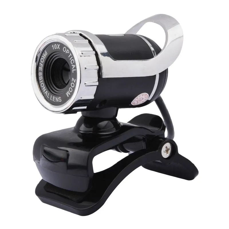 Rotatable Night Vision Webcam USB HD 360 Degree Clip On Computer Camera - Black
