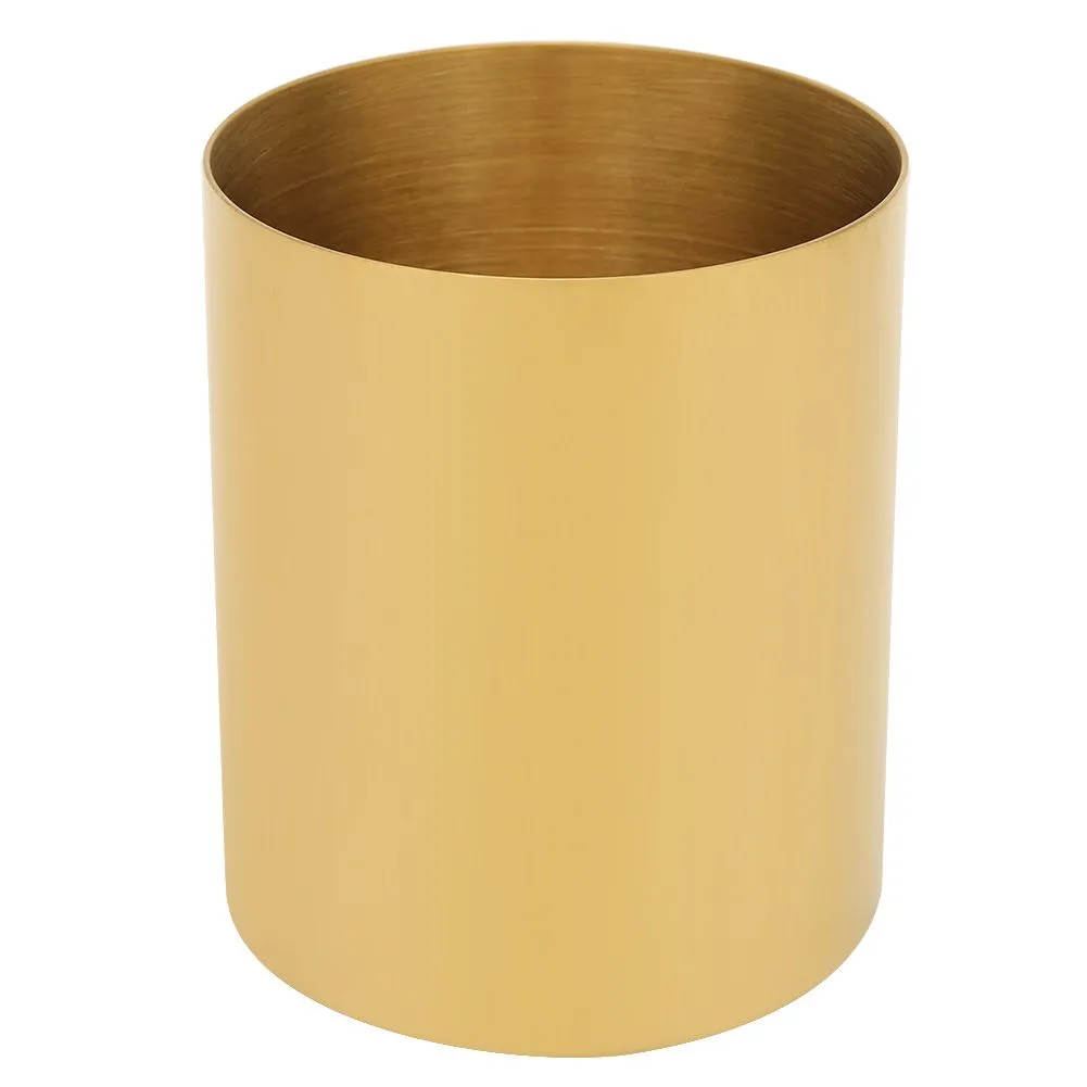 Gold Stainless Steel Pencil Cup Holder 8.3x10cm Nordic Style Desk Organizer