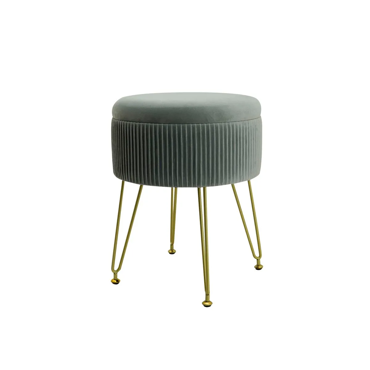 LASA Velvet Padded Storage Stool Metal Legs Makeup Vanity Office