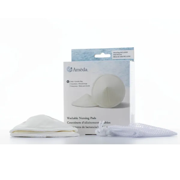 Ameda- Washable Nursing Pads - 8 Pads and Laundry Bag