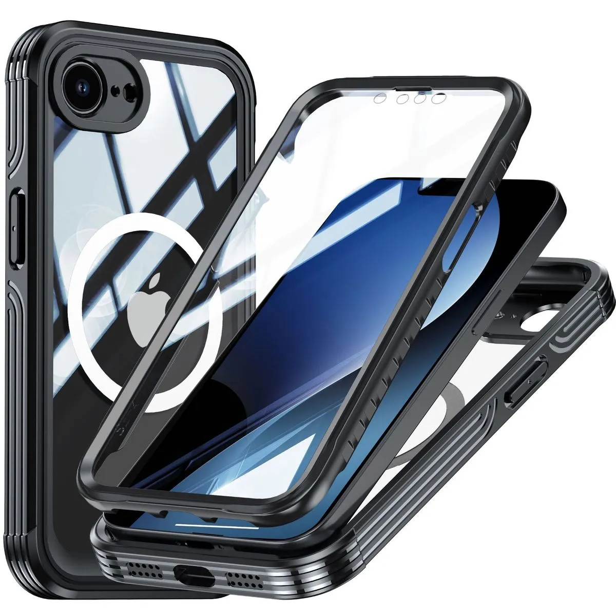 Magnetic Full Body Protection Phone Case Compatible With iPhone 16e - Black