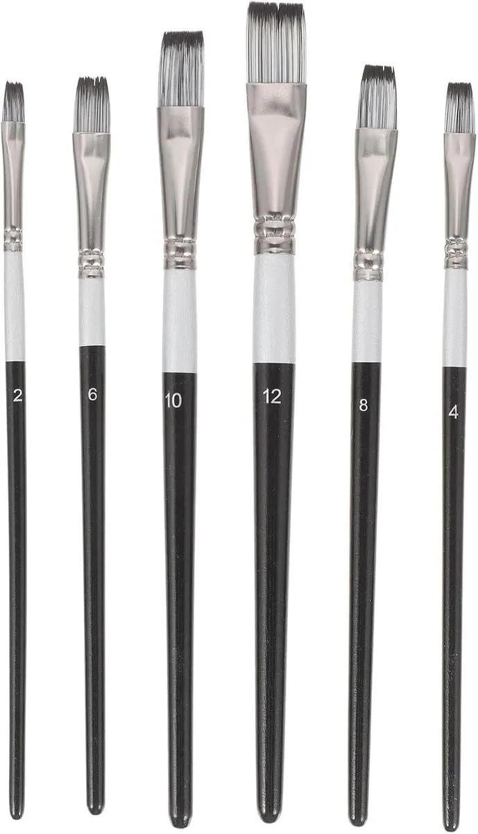 6pcs Watercolor and Oil Paint Brush Set with Nylon Bristles and Wooden