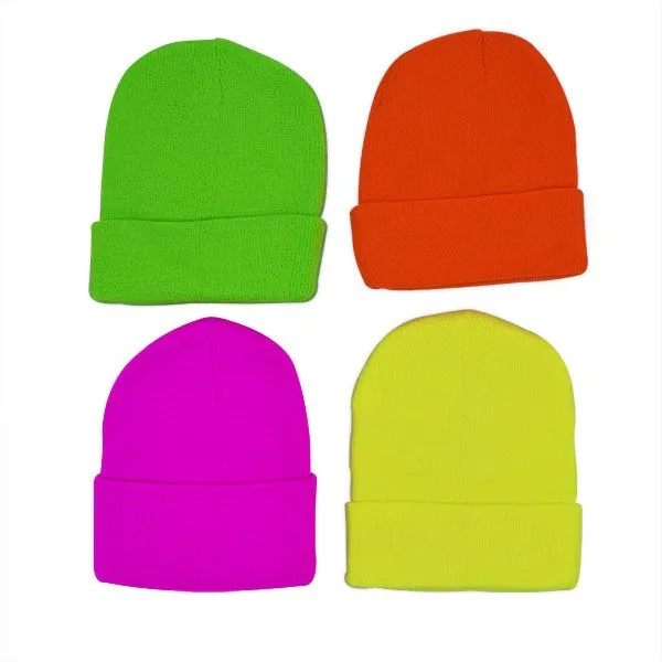 4-Pack Neon Knitted Beanies