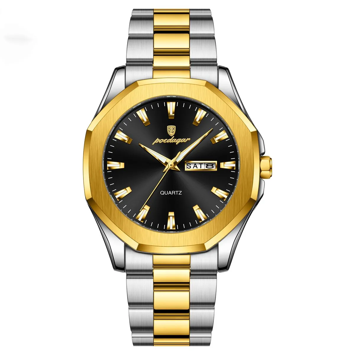 Poedagar 875 Luxury Casual Waterproof Luminous Fashion Quartz Men watch - Gold, Black
