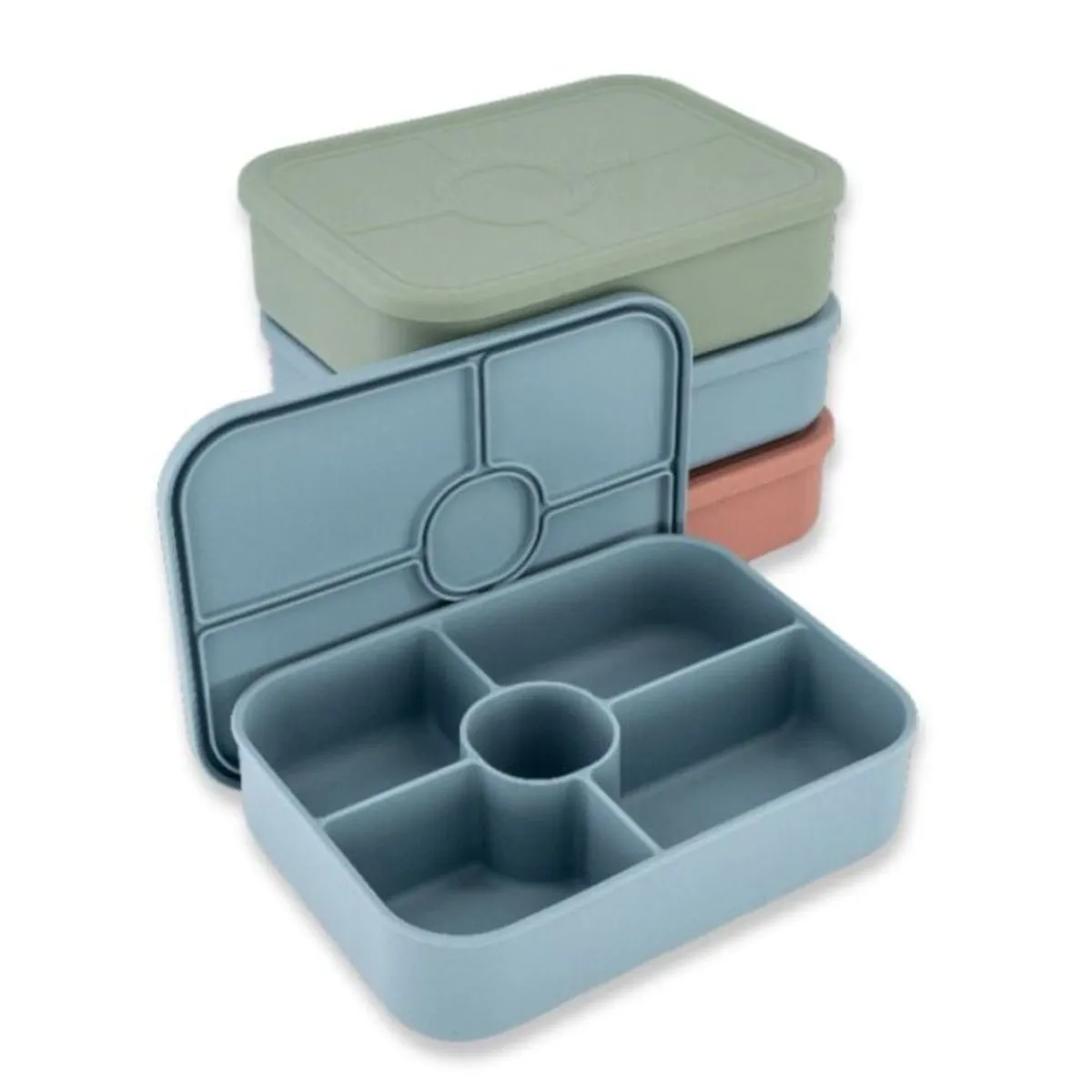 3 Pack Silicone Bento Lunch Boxes Reusable Leak-Proof Meal Prep Containers