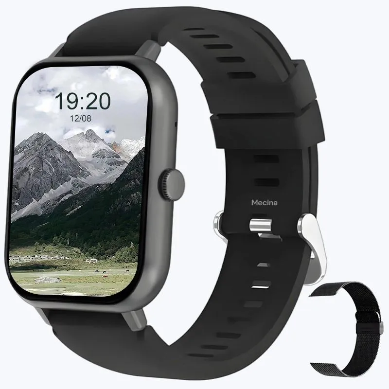 Black Dual Strap Smartwatch for Men 2.01" HD Fitness Watch 120+ Modes