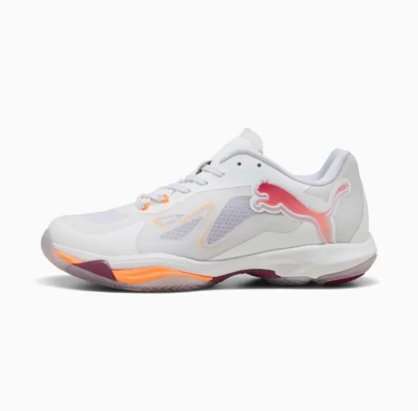 Puma Women's Vantage Nitro W+ Indoor Court Shoes - White/Berry/Heat Fire