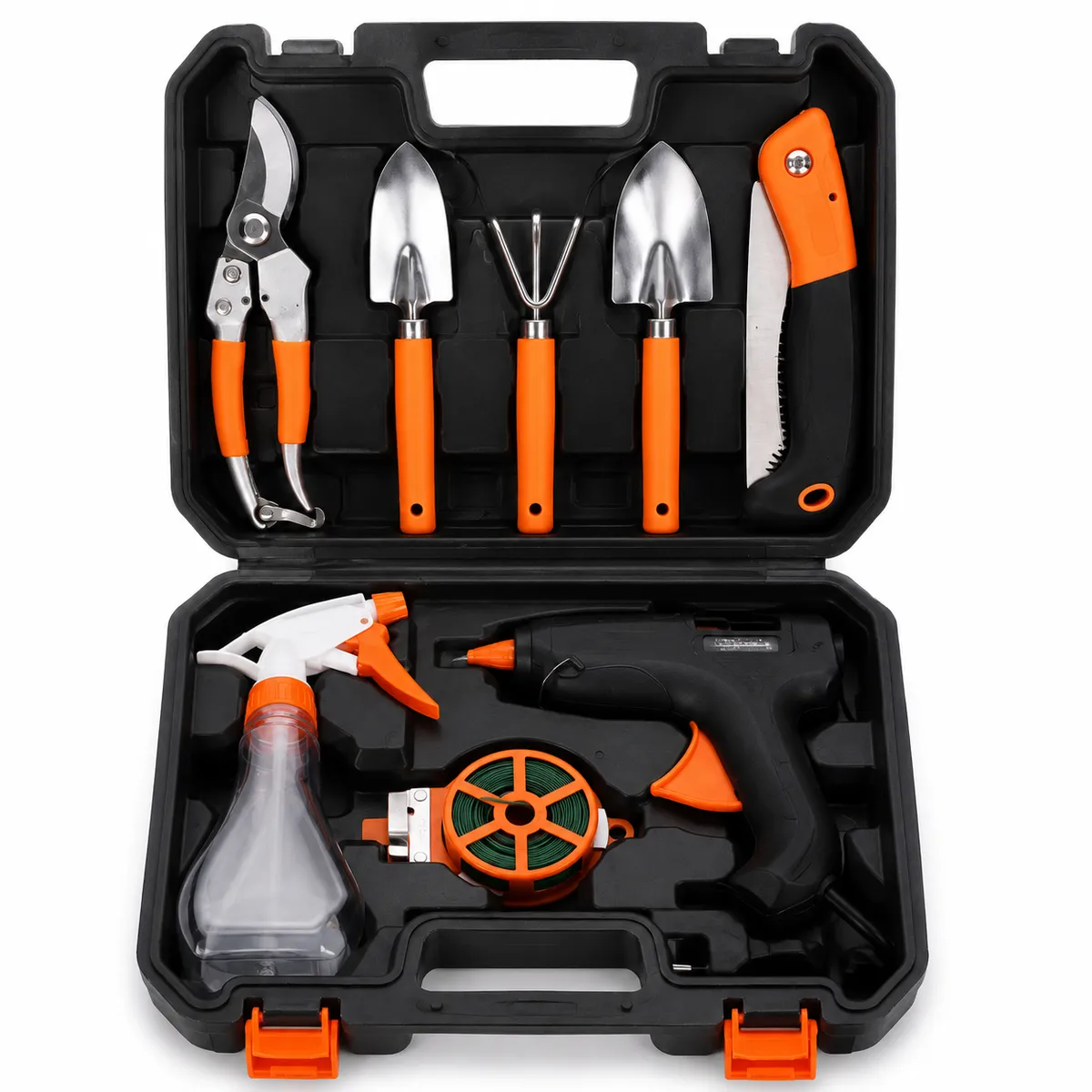Garden Tool Set 10 Piece with Carry Case, Pruner & Folding Saw