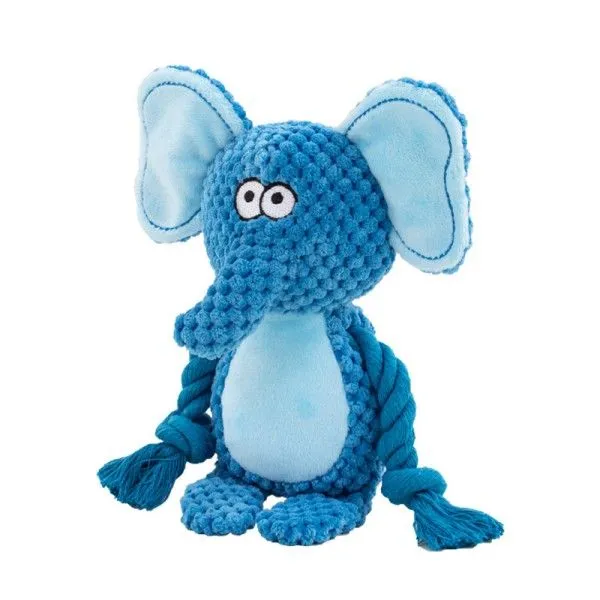 Pet Plush Chew Toy with Squeaker Durable Safe - Blue