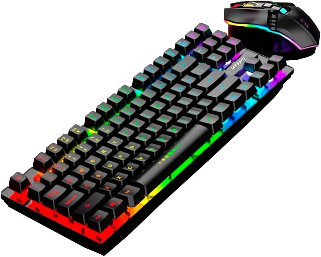 Rechargeable Wireless Keyboard Mouse Set - RGB Backlit Gaming Combo for