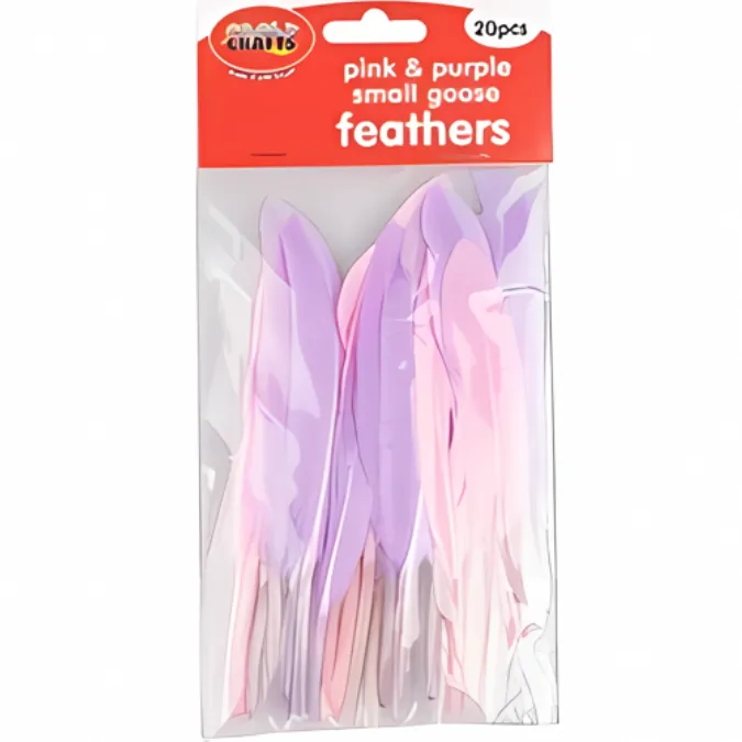 Crazy Crafts Small Goose Feathers 20pcs - Pink& Purple