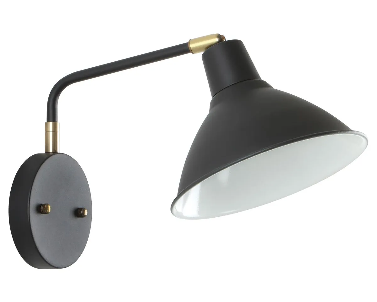 Bright Star Adjustable Metal Wall Light in Sand Black or Sand White - Black