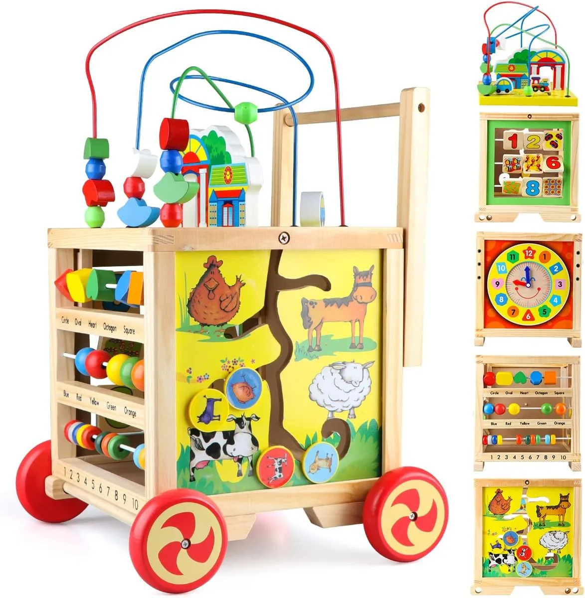 Interactive & Educational Wooden Baby Walker