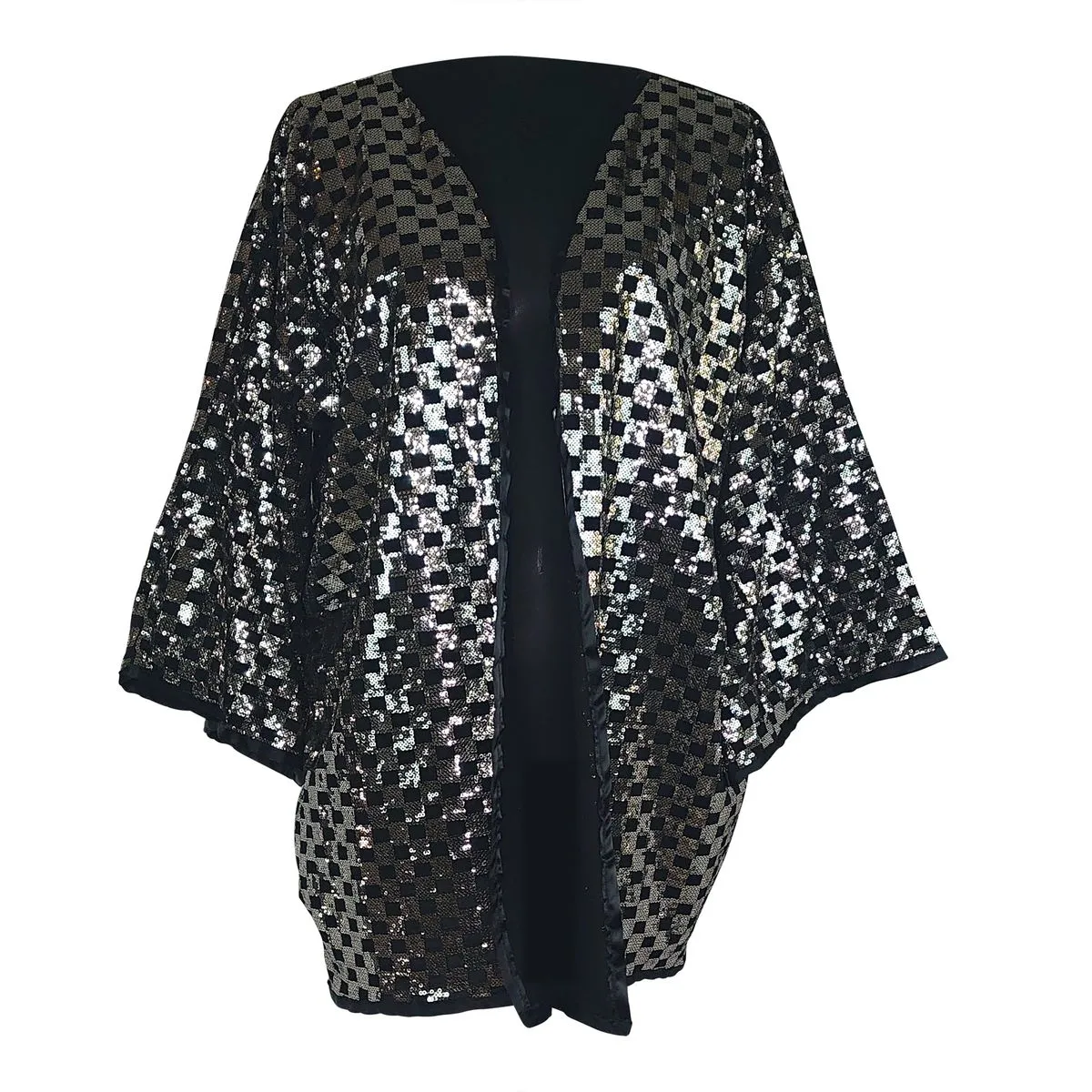 Checkered Black and Silver Kimono