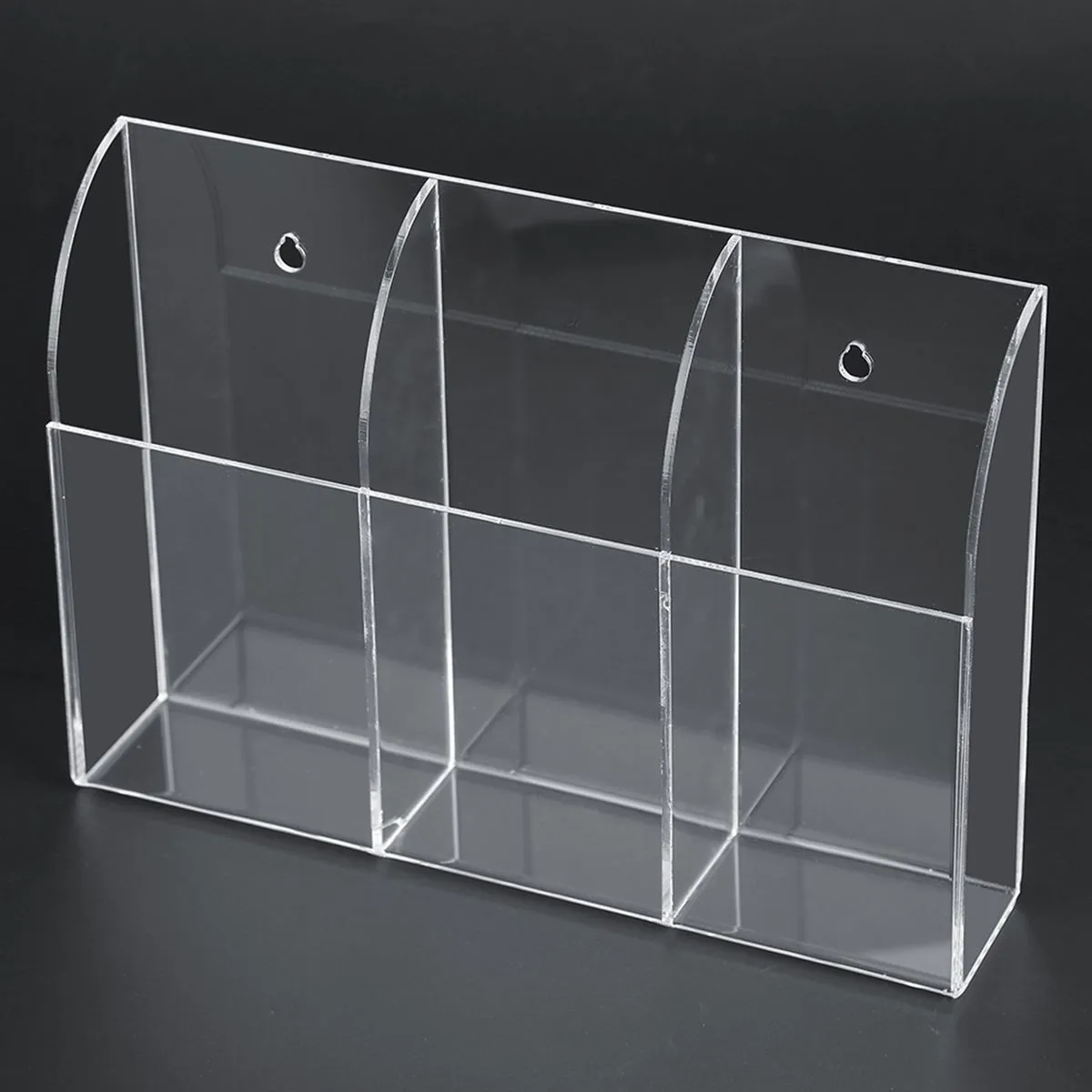 Acrylic Wall Mount Remote Control Holder Storage Box 3 Cases Transparent