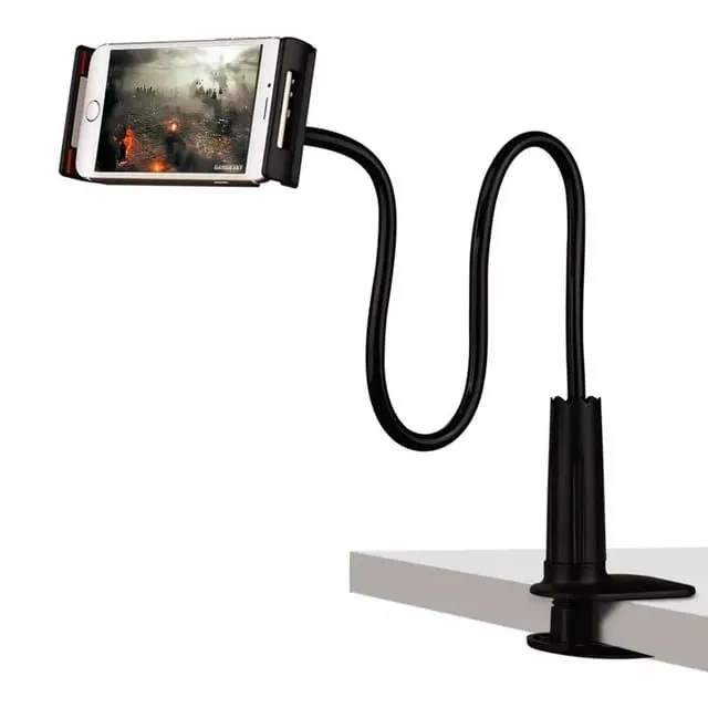 Cellphone Rotating Bracket Stand with Desktop Clip-Black