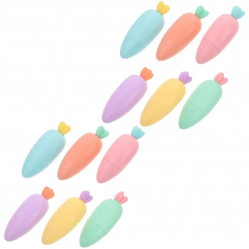 2 Set Cute Carrot Multicolor Highlighters - 12 Pieces