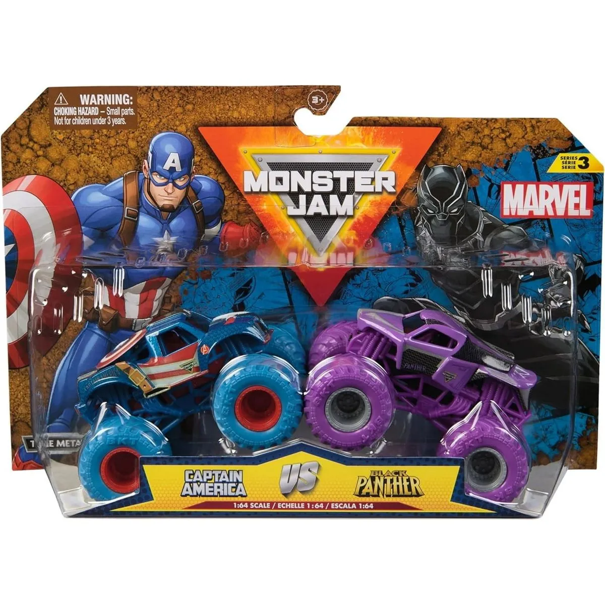 Monster Jam 1:64 Marvel 2 Pack - Captain America vs Black Panther