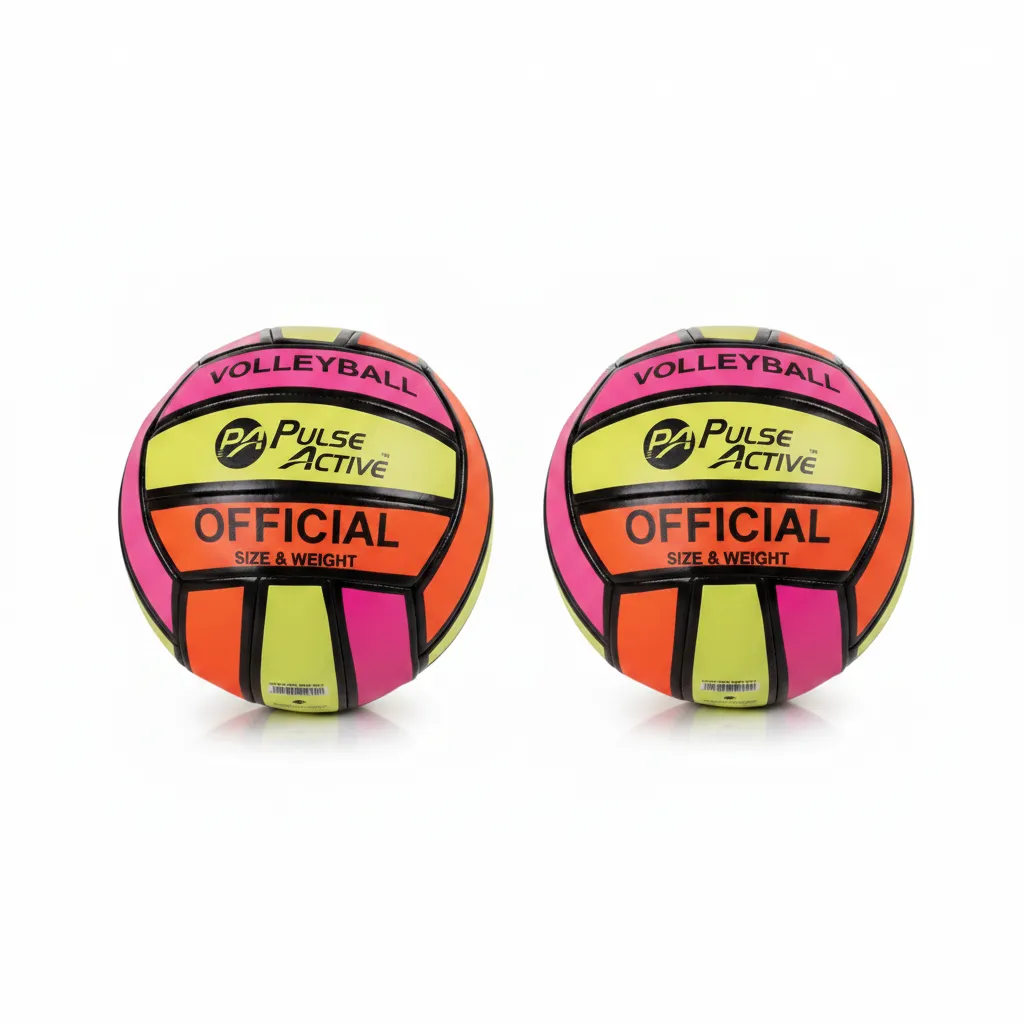 Pulse Active Size 5 PVC Volleyball for Beach and Indoor Use - 2 Pack