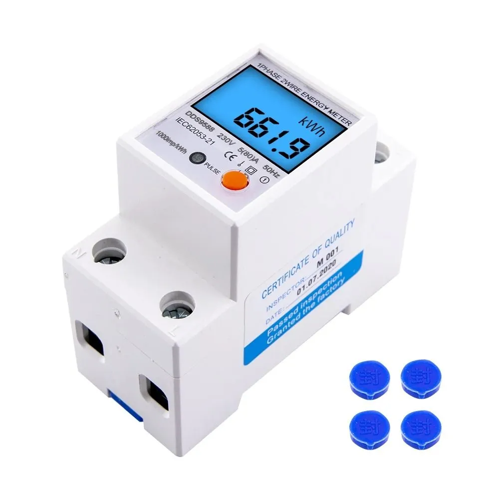 230V AC Din Rail Single Phase Reset Zero Energy Meter kWh