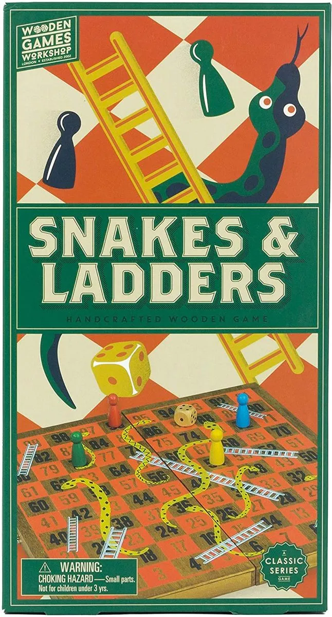 Snakes & Ladders Wooden Board Game