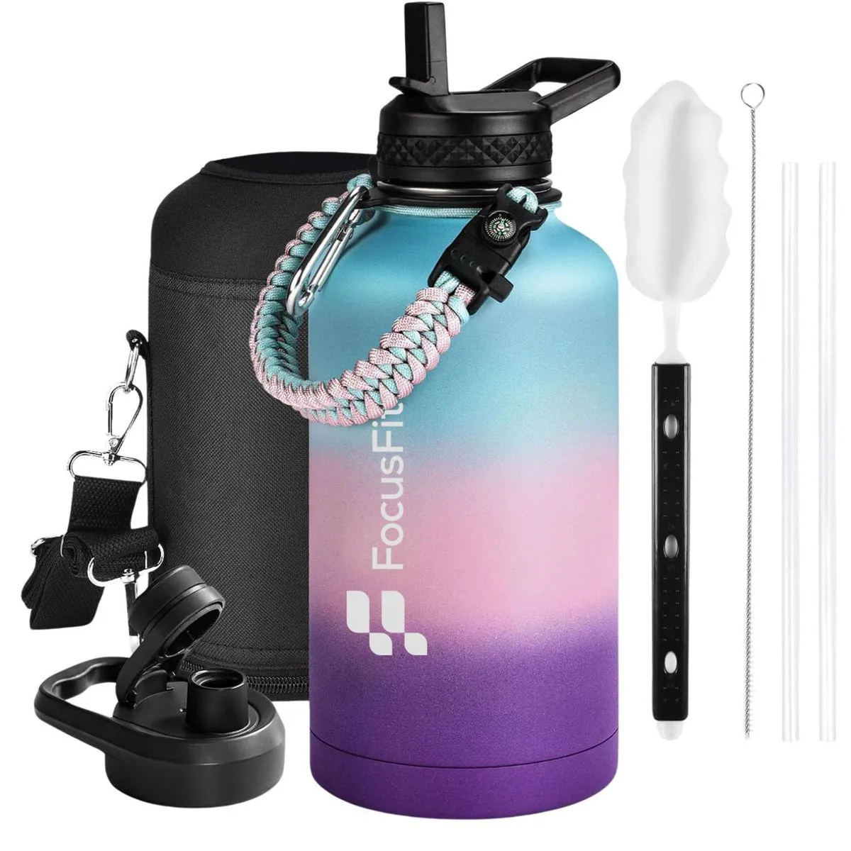 FocusFit Stainless Steel 1.9L Insulated Triple Wall LeakProof Water Bottle - Pink