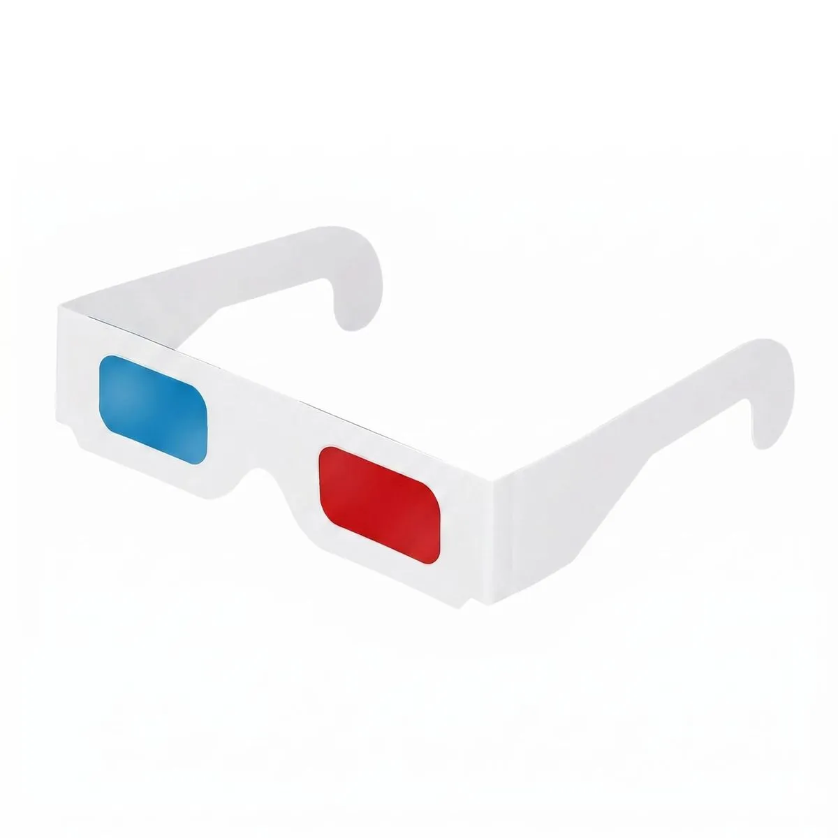 80 Pack Red Blue 3D Paper Glasses White Frame