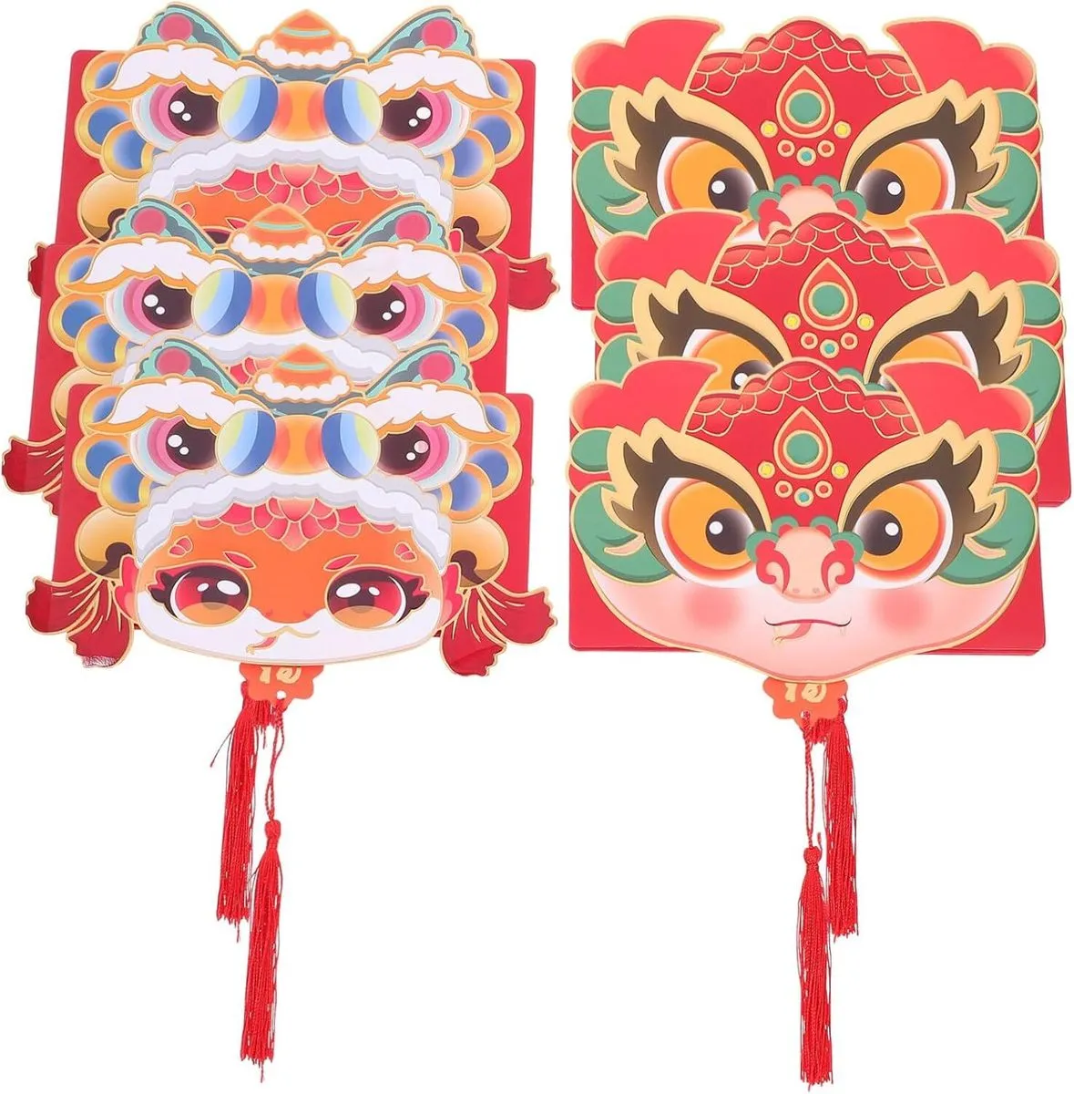 6pcs Chinese Year Red Envelopes Adorable Cartoon for Lunar Year