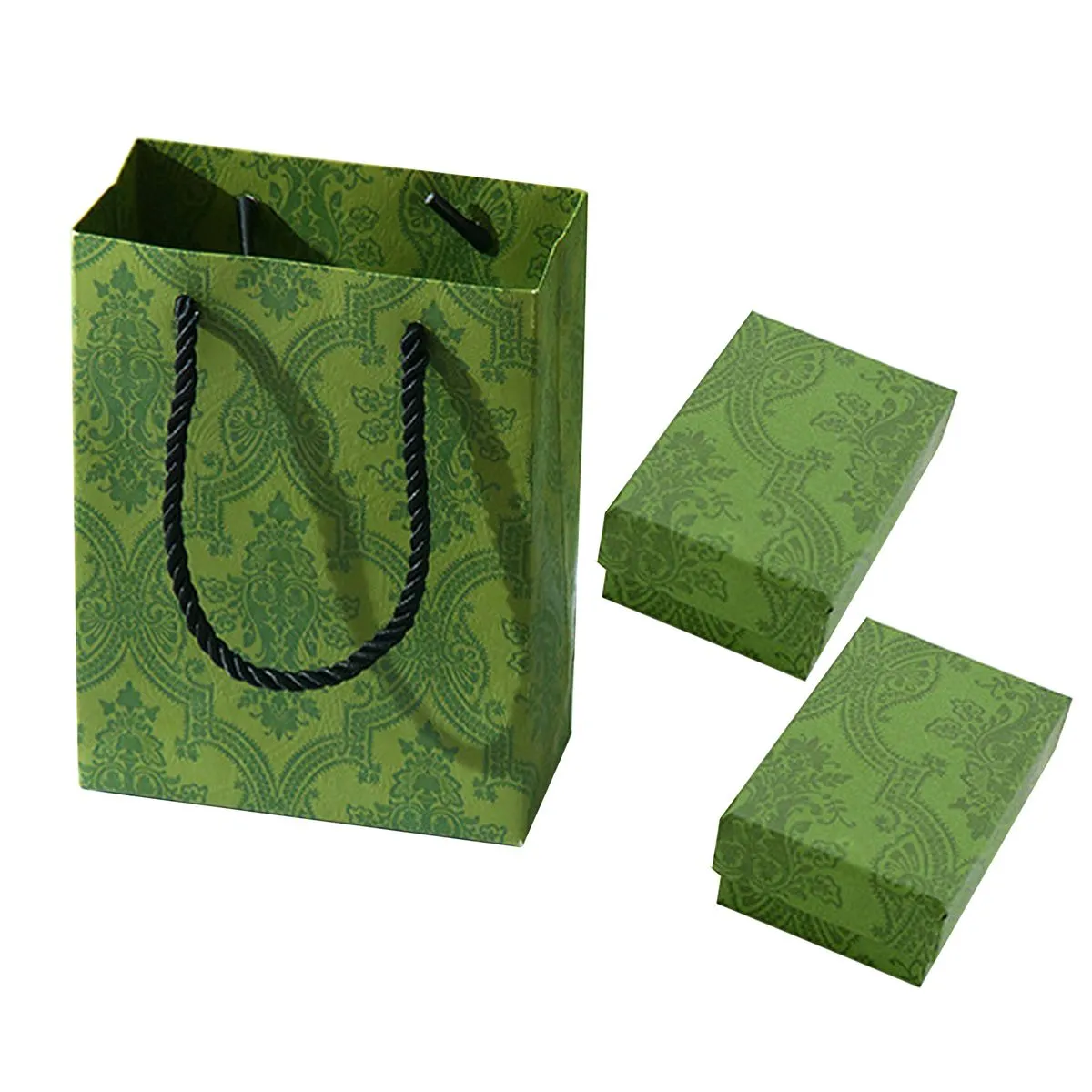 3PCS Mini Green Luxury Gift Boxes and Gift Bag