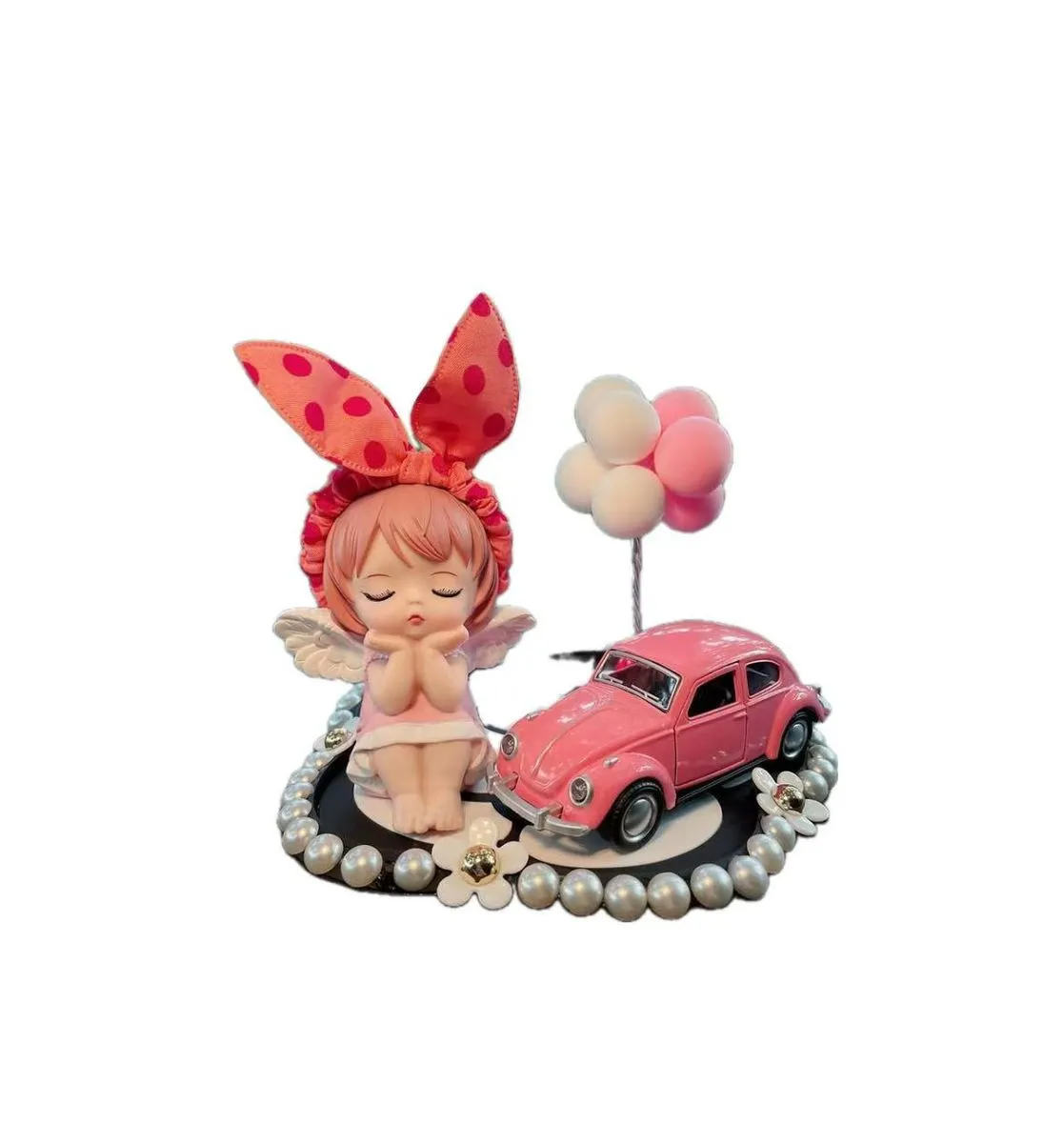 Automotive Angel doll with small wings for interior decoration of dashboard - Pink