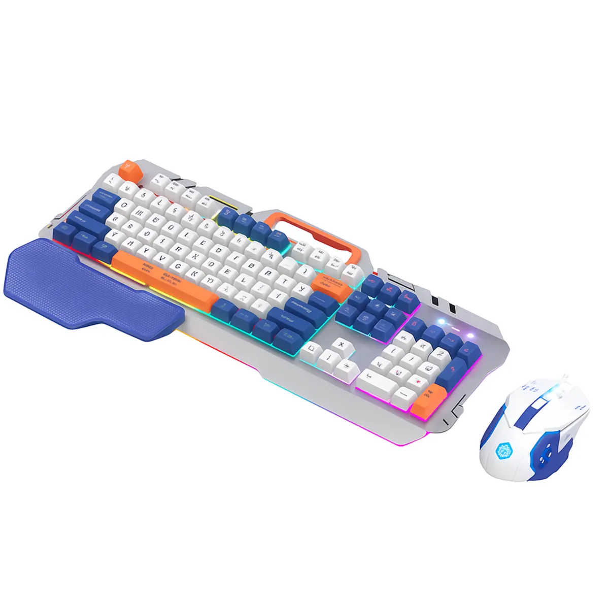 Rainbow Keyboard and Mouse Combo-Mixed Colour Keys,2.4G Wireless, Full-Size