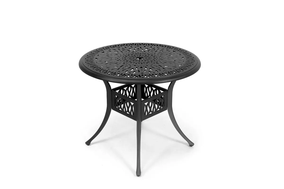 Anray - Elizabeth 90cm Round Table - Cast Aluminium Patio Furniture - Black
