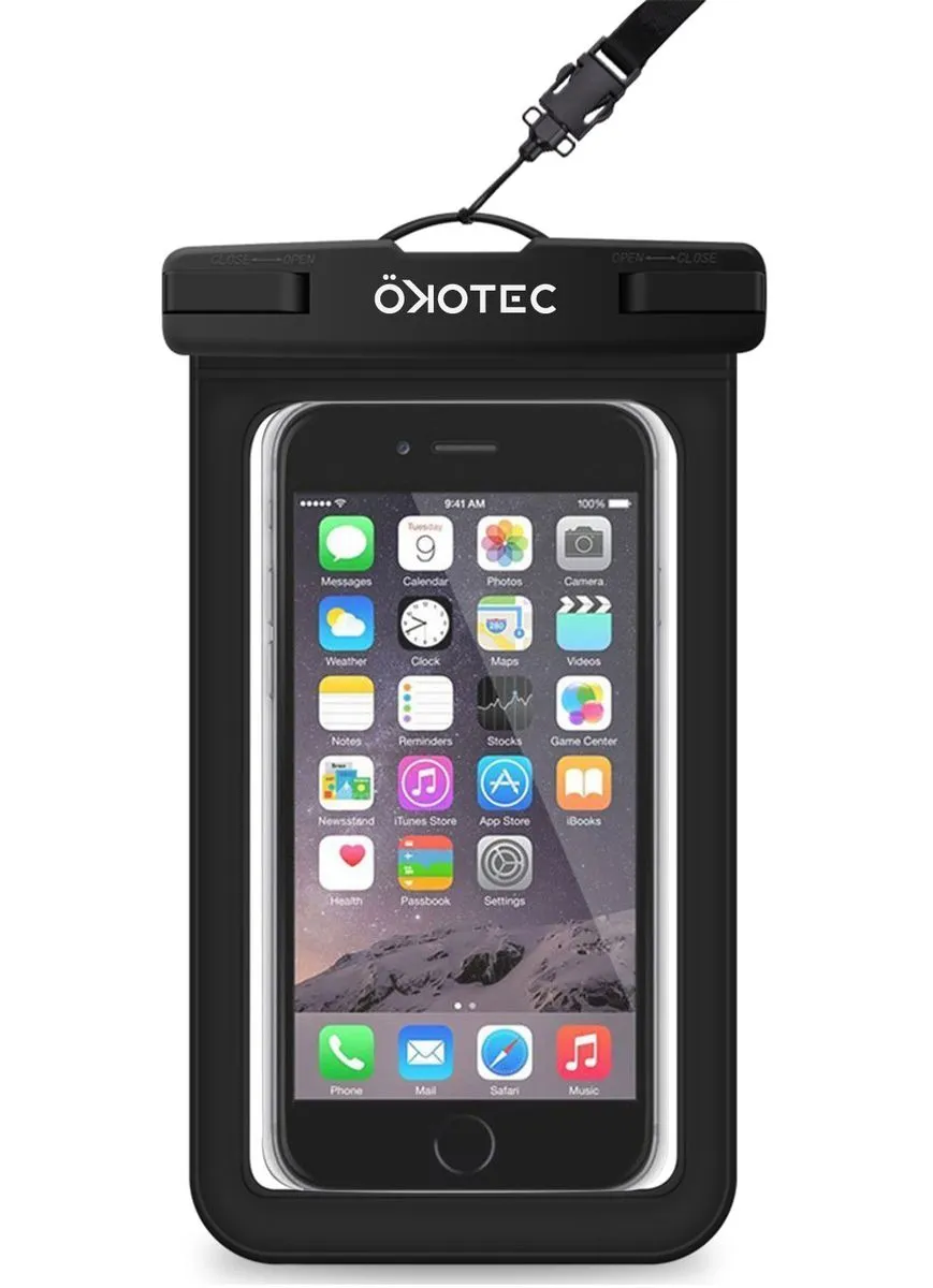 Ökotec Universal Waterproof Case, Cell Phone Dry Bag Pouch - Black