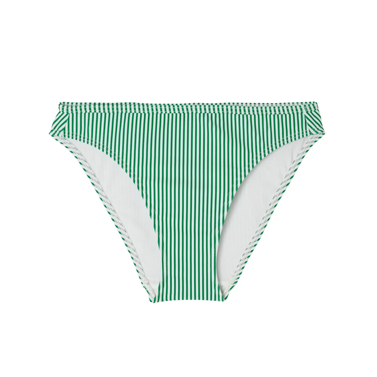 Olaian Women's Surfing Bikini Bottoms Striped Briefs - Nina Green/White