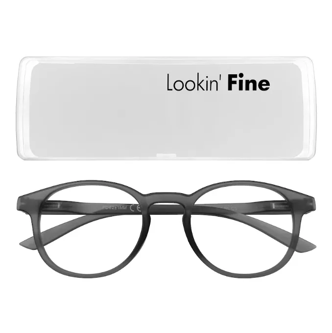 Lookin' Fine - Round Grey Reading Glasses