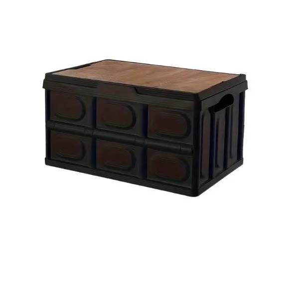 Outdoor Folding Box Removable Wooden Board Top Lid- SD - Black, Brown