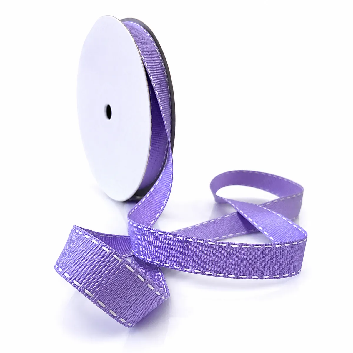 Lavender Petersham Ribbon with White Edge Stitch 10mm x 20meters Ribbon