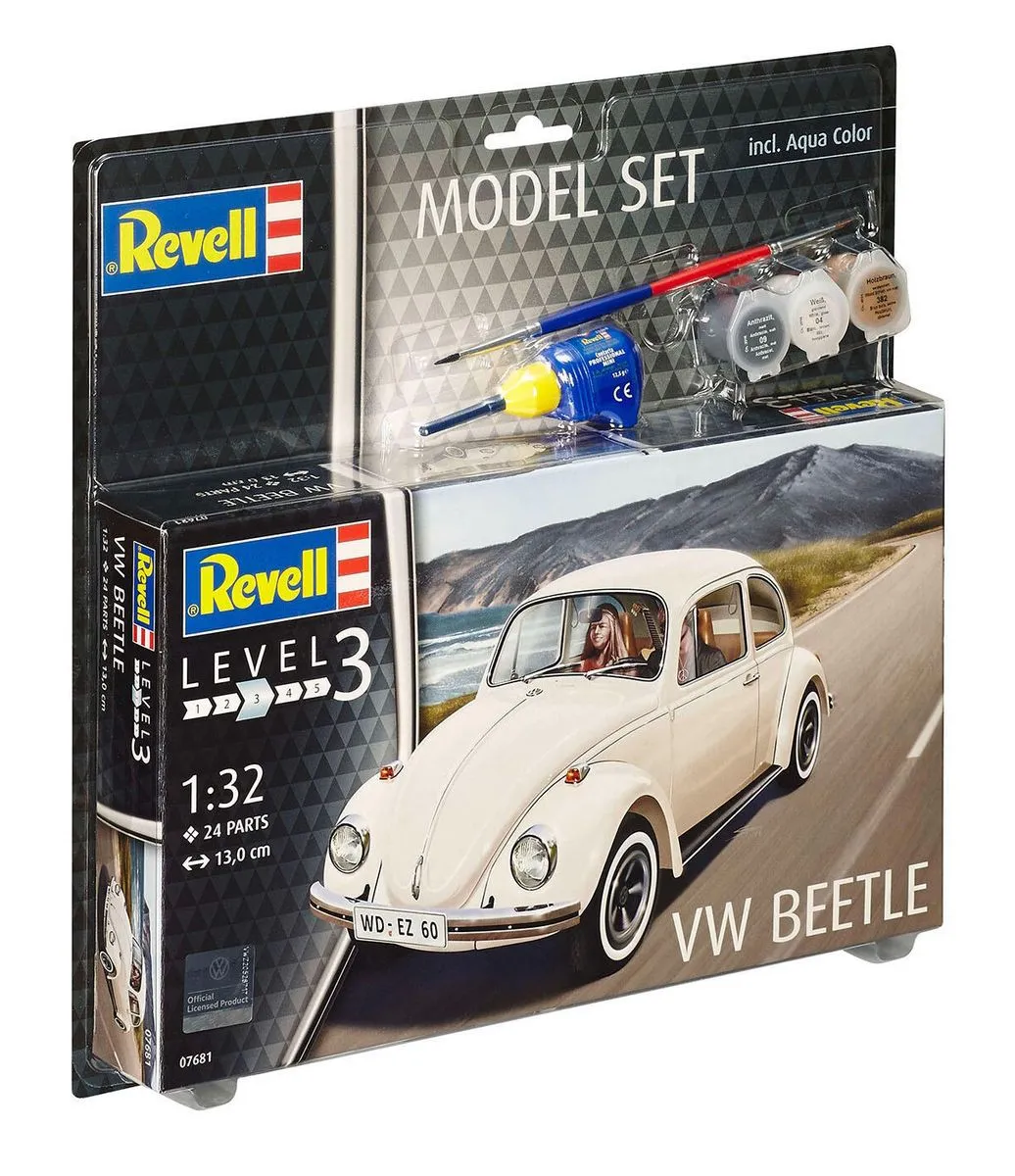 Revell 1/32 Volkswagen Beetle Model Kit w/paints, Glue and Brush
