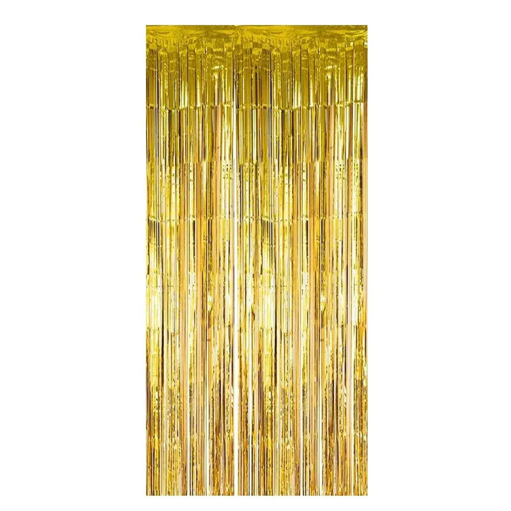 Foil Fringe Curtains Party Decorations, Tinsel Curtain 1 Pack - Gold