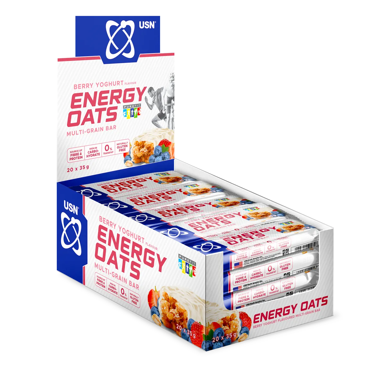USN Energy Oats Bar Berry Yoghurt - 20 x 35 g